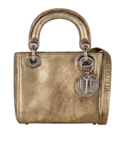 Mini Lady Dior, Lizard, Gold, 04-MA-1104, S, 3*